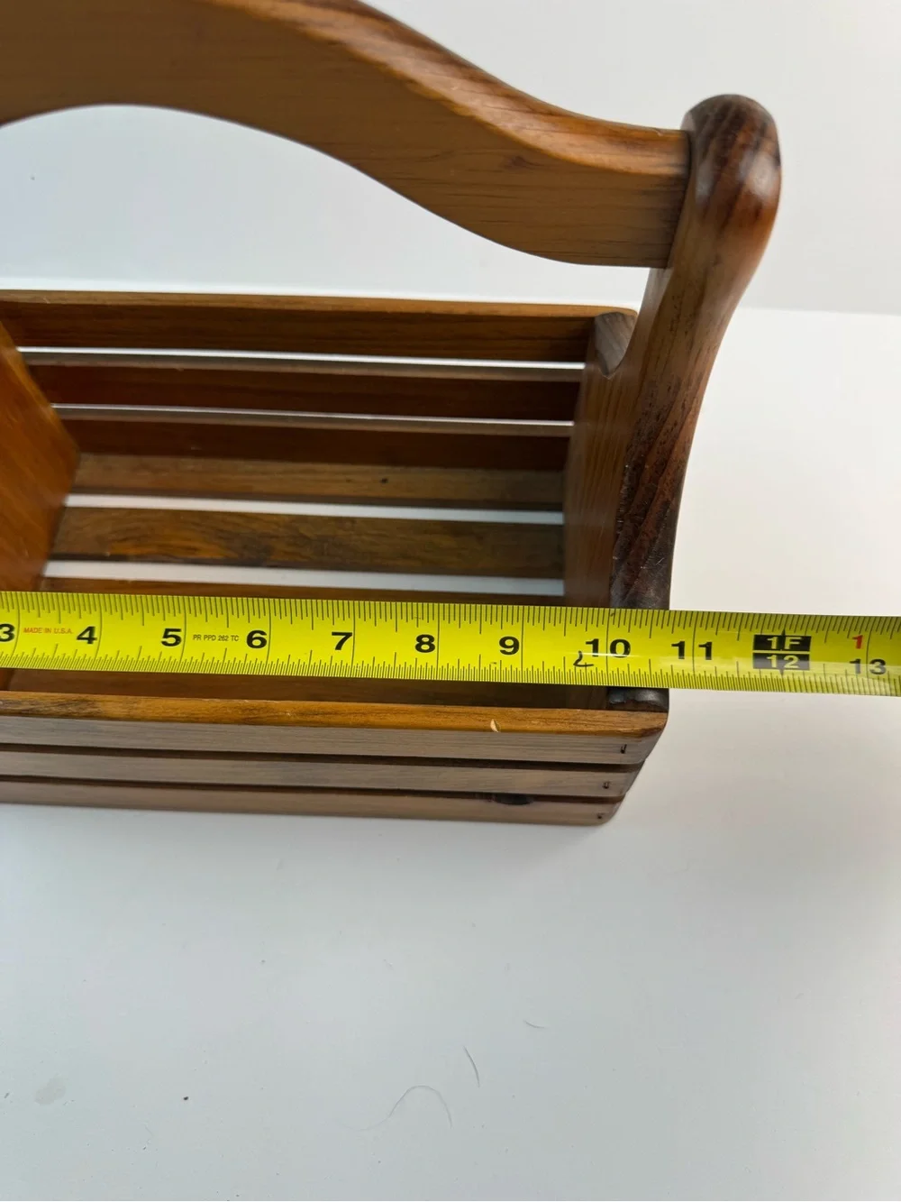 Hand-Painted Wooden Slat Basket with Handle - Folk House Design